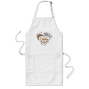 Compassionate Librarian – Floral Heart Design Long Apron
