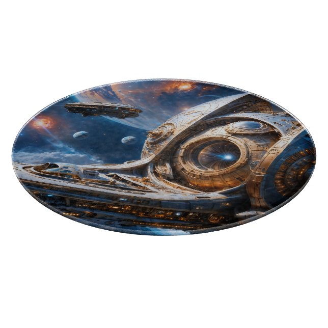 Compellious Galactic Cruiser Al Art by Xzendor7 Cutting Board (Corner)