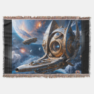 Compellious Galactic Cruiser Al Art by Xzendor7 Throw Blanket
