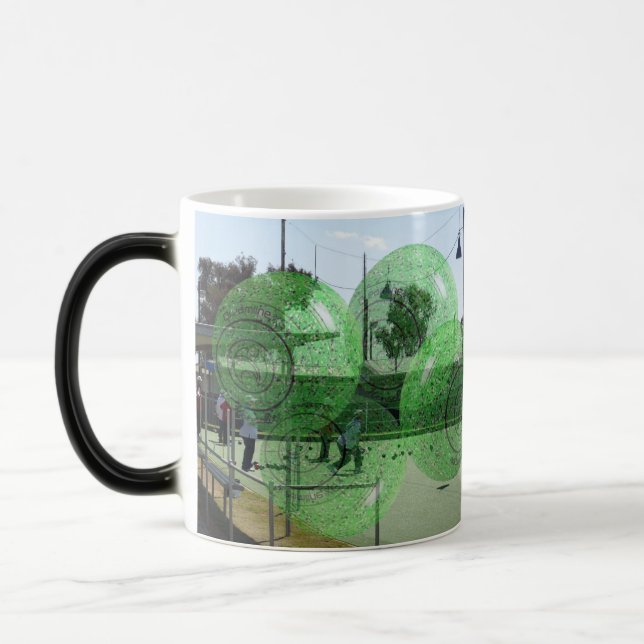 Competing At Lawn Bowls, Magic Mug (Left)