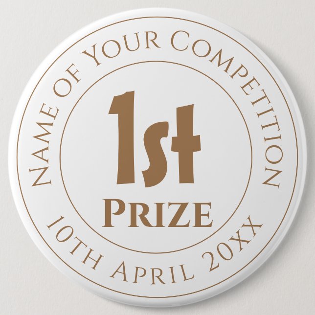 Competition 1st Prize Trophy Award 6 Cm Round Badge (Front)