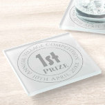 Competition 1st Prize Trophy Award Glass Coaster<br><div class="desc">Competition Prize Trophy Award For a winner or runner-up of a prize competition. Commemorative trophy award. Glass award to commemorate a win or a place in a competition. 1st prize.</div>