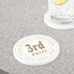 Competition 3rd Prize Trophy Award Coaster<br><div class="desc">Competition Prize Trophy Award for a 3rd prize runner-up in a competition. Commemorative trophy award. Coaster award to commemorate a 3rd place in a competition. 2nd prize.</div>