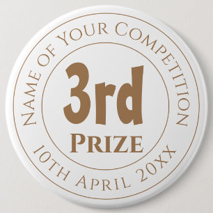 Competition 3rd Prize Trophy Award Coaster 6 Cm Round Badge