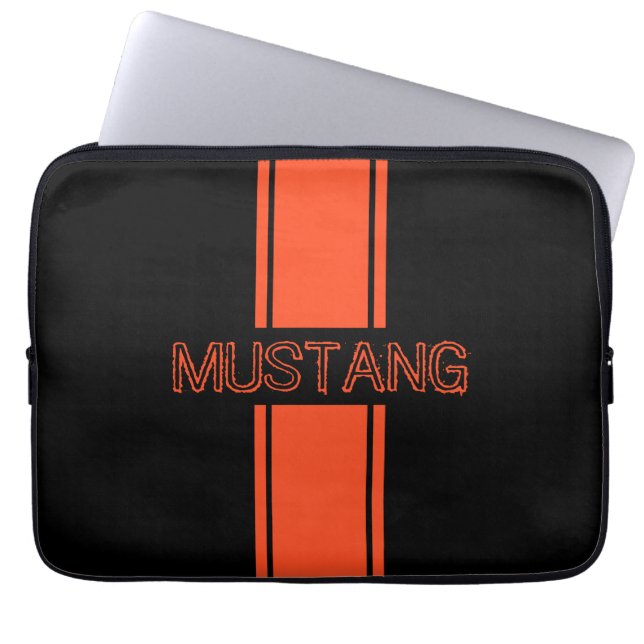 Competition Orange Racing Stripes Laptop Sleeve (Front)