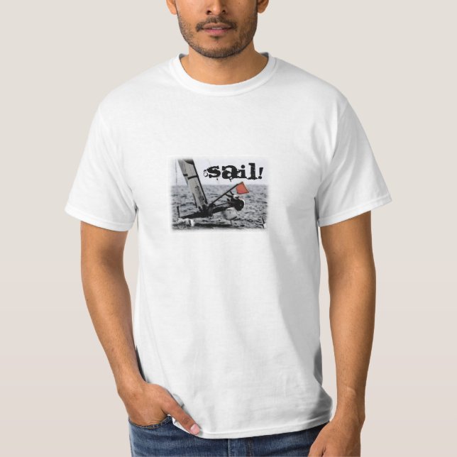 Competition Sailing Catamaran Picture T-Shirt (Front)