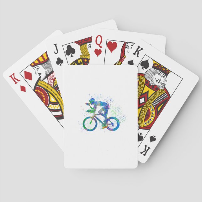 competitive cyclist in watercolor playing cards (Back)