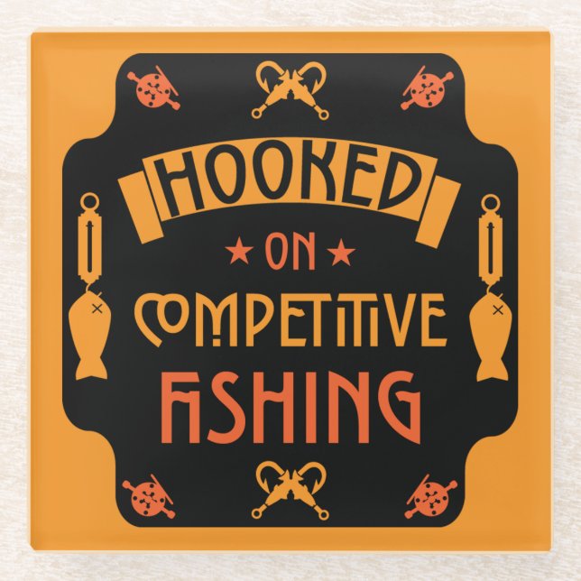 Competitive Fishing Gifts Glass Coaster (Front)