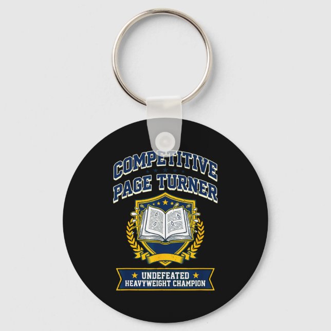 Competitive page turner reading is favourite sport key ring (Front)
