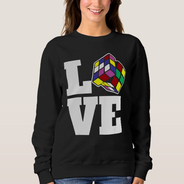 Competitive Puzzle Cube Love Speed Cubing 80's Vin Sweatshirt (Front)