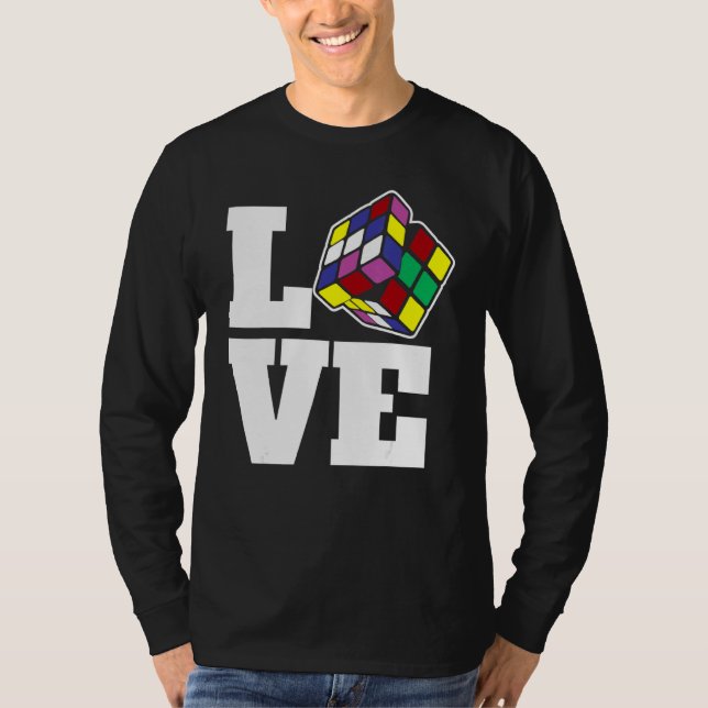 Competitive Puzzle Cube Love Speed Cubing 80's Vin T-Shirt (Front)