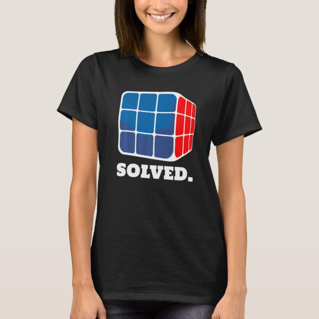Competitive Puzzle Cube Solved Speed Cubing 80's V T-Shirt (Front)