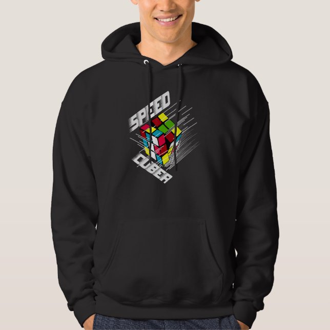 Competitive Puzzle Cube Speed Cuber Hobby 80's Vin Hoodie (Front)