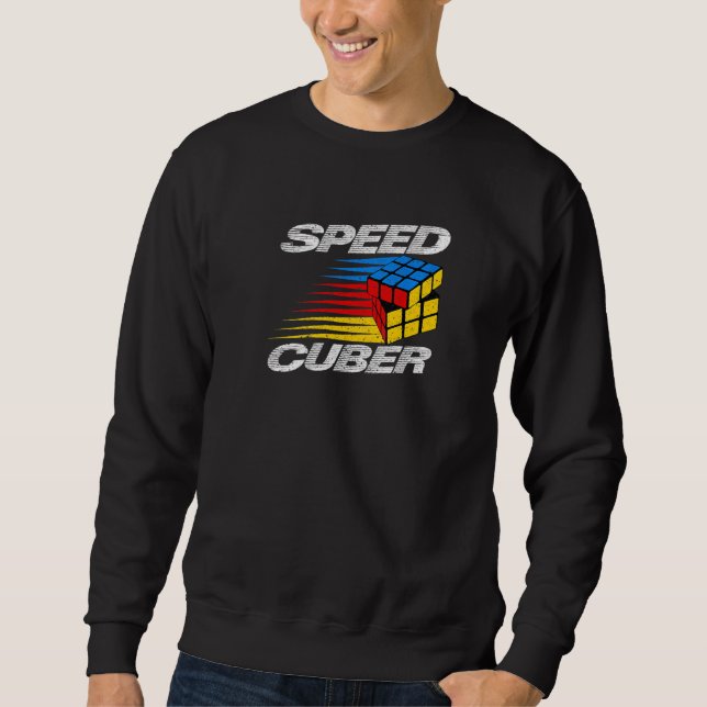 Competitive Puzzle Cube Speed Cuber Hobby 80's Vin Sweatshirt (Front)