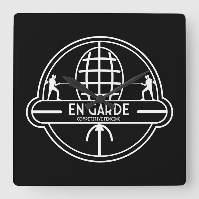 Competitive Sword Fencing Square Wall Clock (Front)