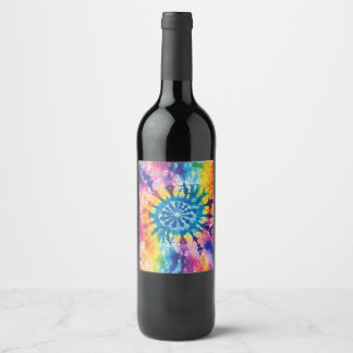 Complementary colours tie dye wine label