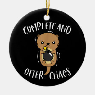 Complete and Otter Chaos Funny Cute Sea Otter Pun Ceramic Tree Decoration