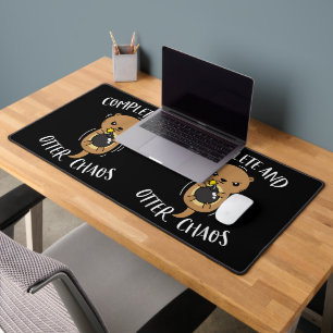 Complete and Otter Chaos Funny Cute Sea Otter Pun Desk Mat