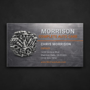 Complete Auto Care Service Motor Metallic Business Card