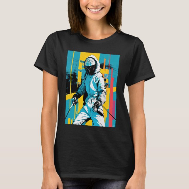 Complete Fencing Gear Set Apparel Retro Pop Fencer T-Shirt (Front)