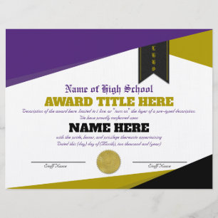 Completely Customisable SPORTS Award Certificate Custom Letterhead