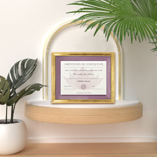 Completion Certificate Lotus Flower For Yoga Reiki