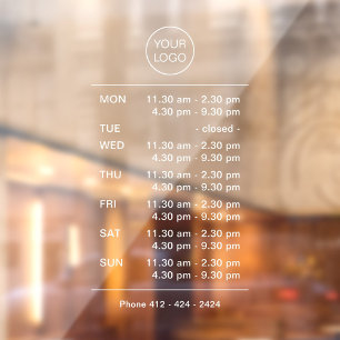 Complex Business Hours Store Front Window Decal