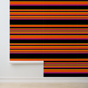 Complex Stripes - Black, Pink, Orange and Yellow Wallpaper