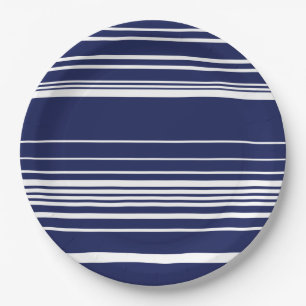 Complex Stripes - Blue Paper Plate