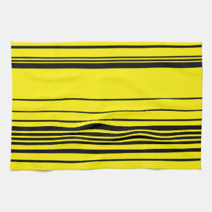 Complex Stripes in Black and Yellow Tea Towel