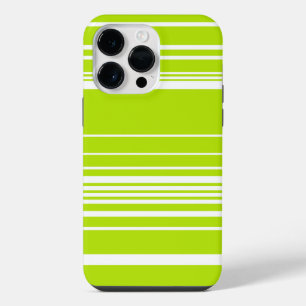 Complex Stripes in Lime Green and White iPhone 14 Pro Max Case