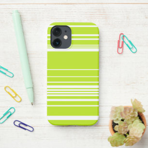 Complex Stripes in Lime Green and White  iPhone 12 Mini Case