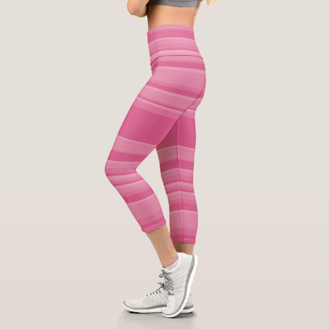 Complex Stripes in Pink Capri Leggings (Left)