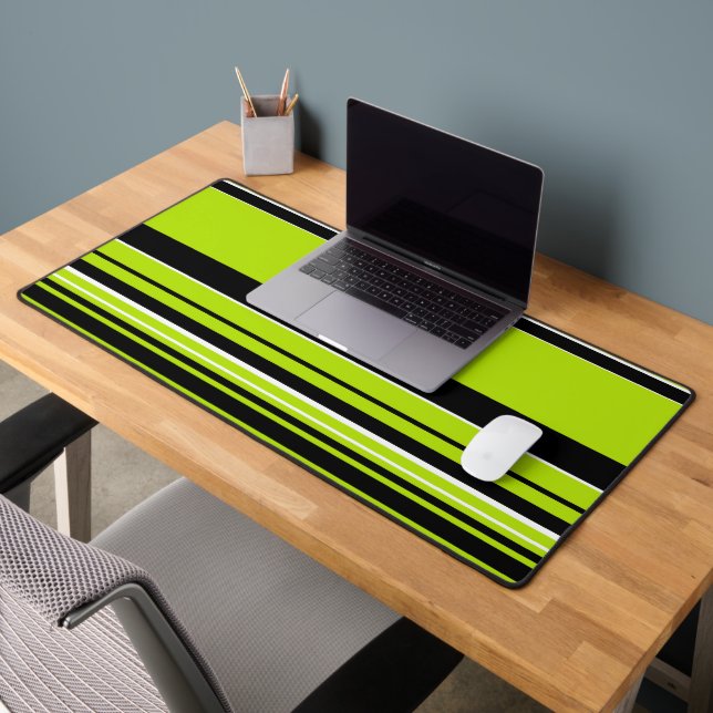 Complex Stripes - Lime Green Desk Mat (Office 2)