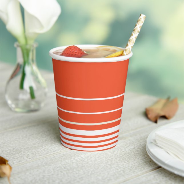 Complex Stripes - Orange and White Paper Cups (Insitu)