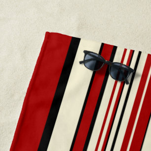 Complex Stripes - Red & Cream Beach Towel