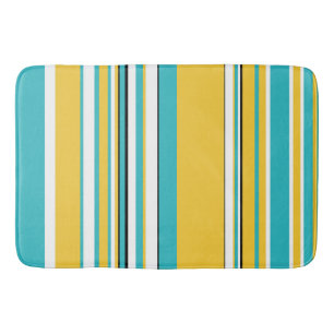 Complex Stripes - Turquoise and Yellow Bath Mat