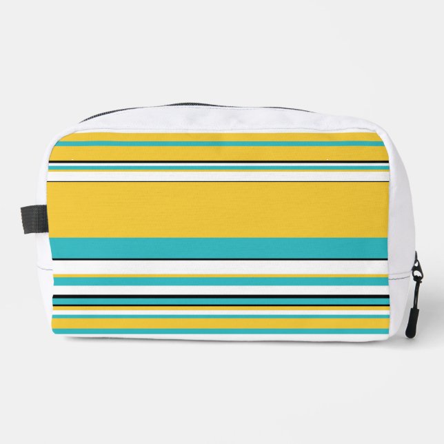 Complex Stripes - Turquoise and Yellow Dopp Kit (Front)