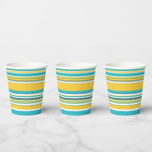 Complex Stripes - Turquoise and Yellow Paper Cups