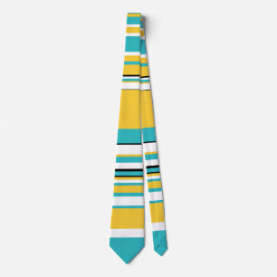 Complex Stripes - Turquoise and Yellow Tie