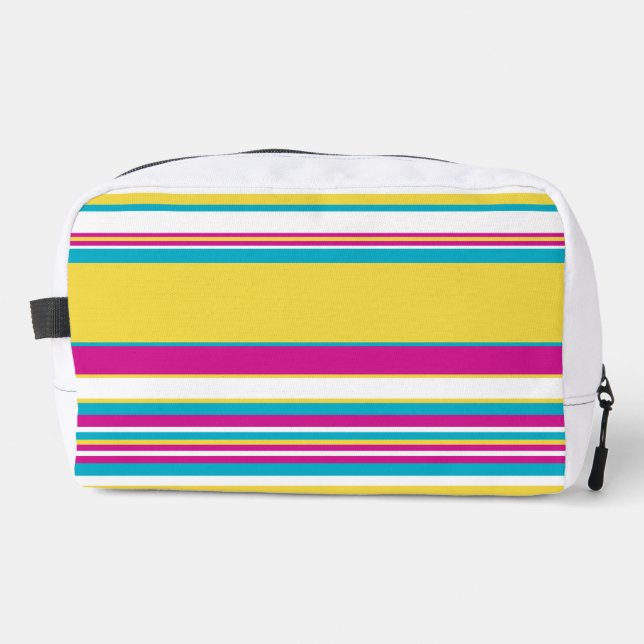 Complex Stripes -Turquoise, Yellow, Pink and White Dopp Kit (Front)