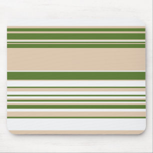 Complex Stripes - White, Sand and Palm Green Mouse Pad