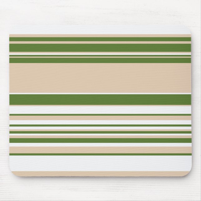 Complex Stripes - White, Sand and Palm Green Mouse Pad (Front)
