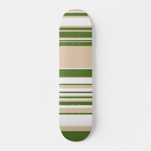 Complex Stripes - White, Sand and Palm Green Skateboard