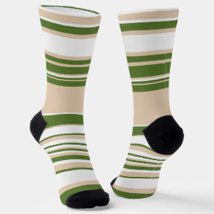Complex Stripes - White, Sand and Palm Green Socks