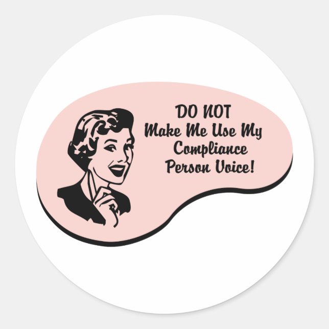 Compliance Person Voice Classic Round Sticker (Front)
