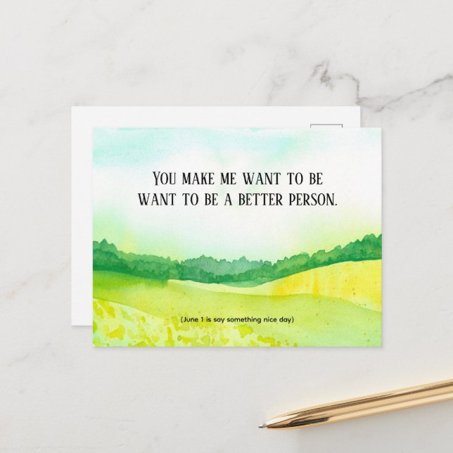 Compliment Say Something Nice Day June 1 Postcard (Front/Back In Situ)