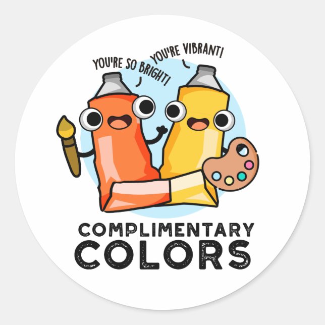 Complimentary Colours Funny Paint Pun  Classic Round Sticker (Front)