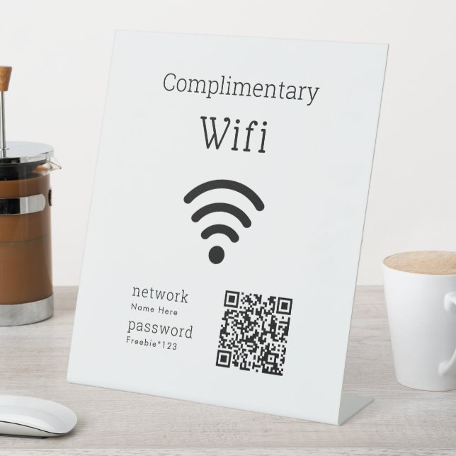 Complimentary Wifi Code Black & White Custom Pedestal Sign (In SItu)