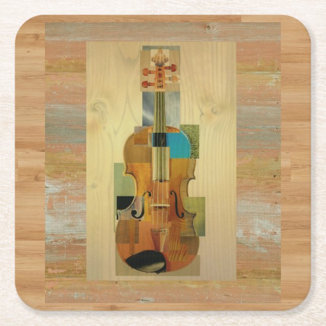 Composed Violin Square Paper Coaster (Front)